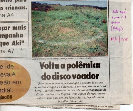 Recorte de jornal sobre o evento em 1997, um ano depois